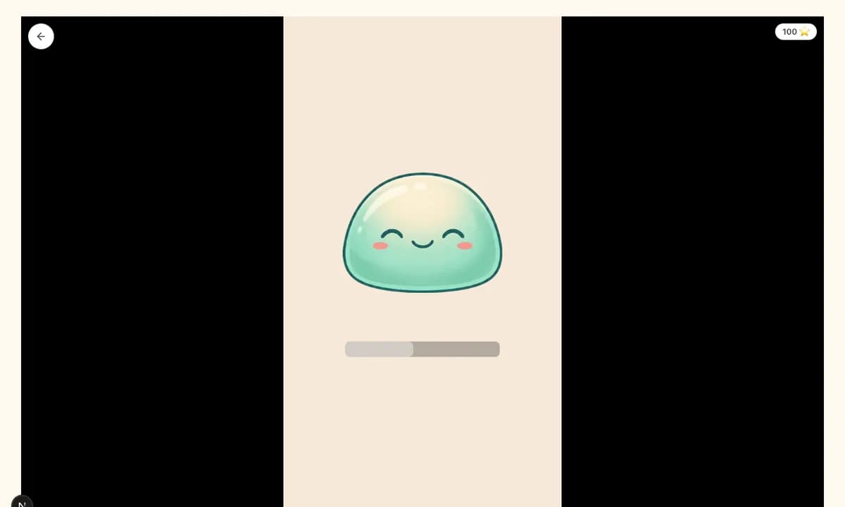 FirstTasks pet-game interface with a pet, care controls, and item tray